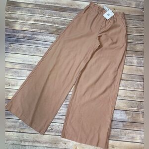 Wayf Kelli high waisted wide leg trousers sand S